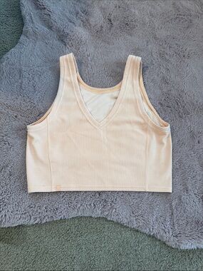 lululemon athletica Ribbed V-Neck Cropped Tank - Cream